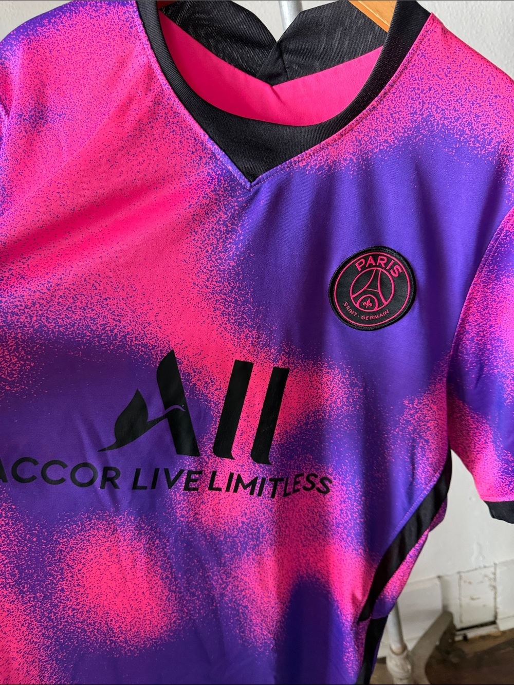 Paris Saint Germain Soccer Futbol Bello Pink Purple Jersey Large - Picture 2 of 3